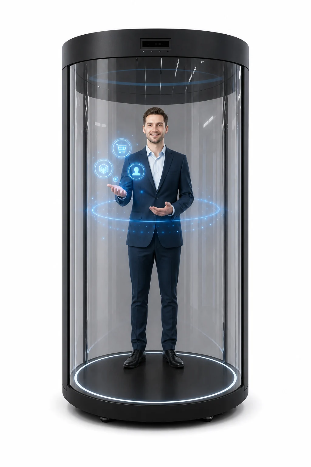 180° Holographic Cylinder Display for retail, exhibitions and digital human presentations