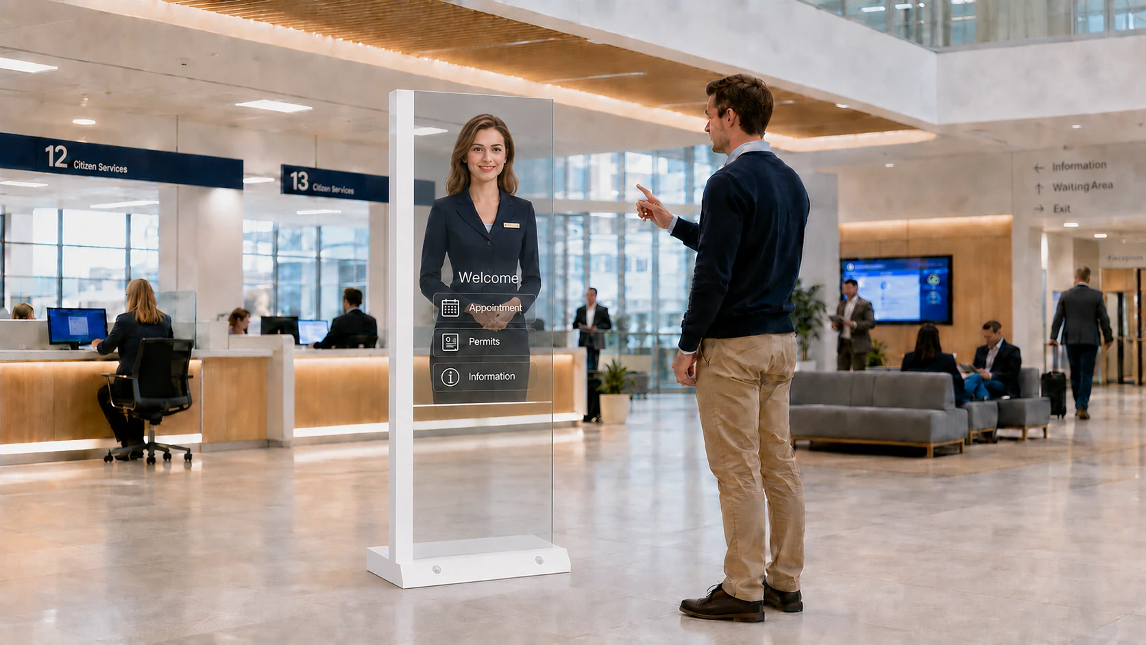 AI-TOLED government, customs and banking service hall display