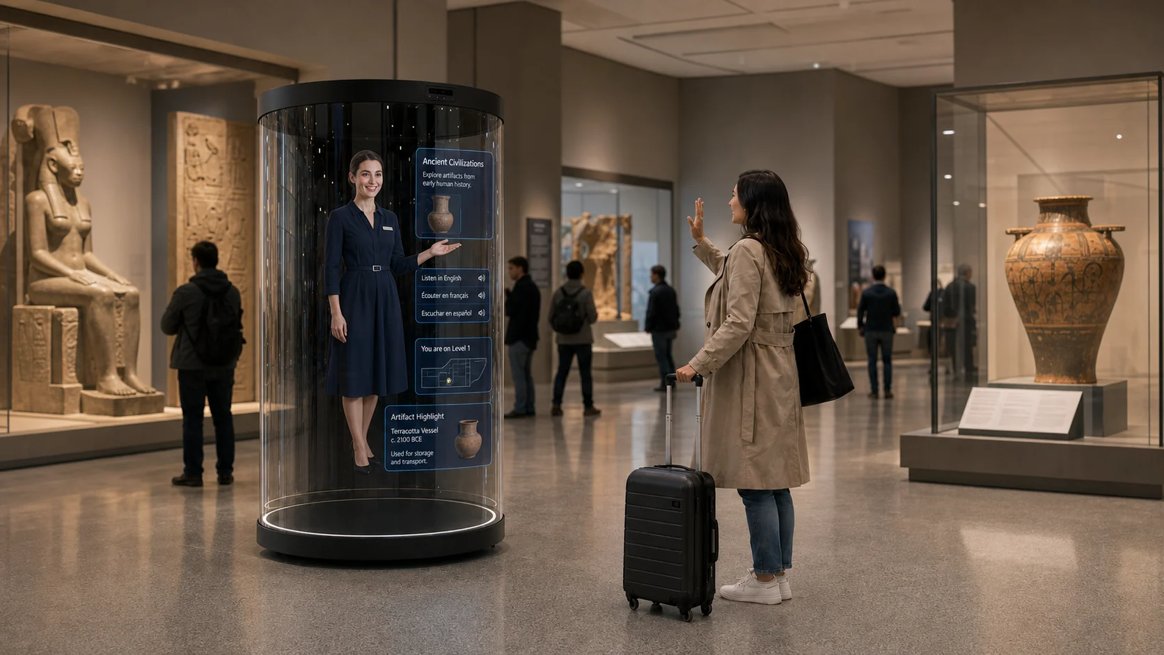 Transparent OLED museum interpretation display