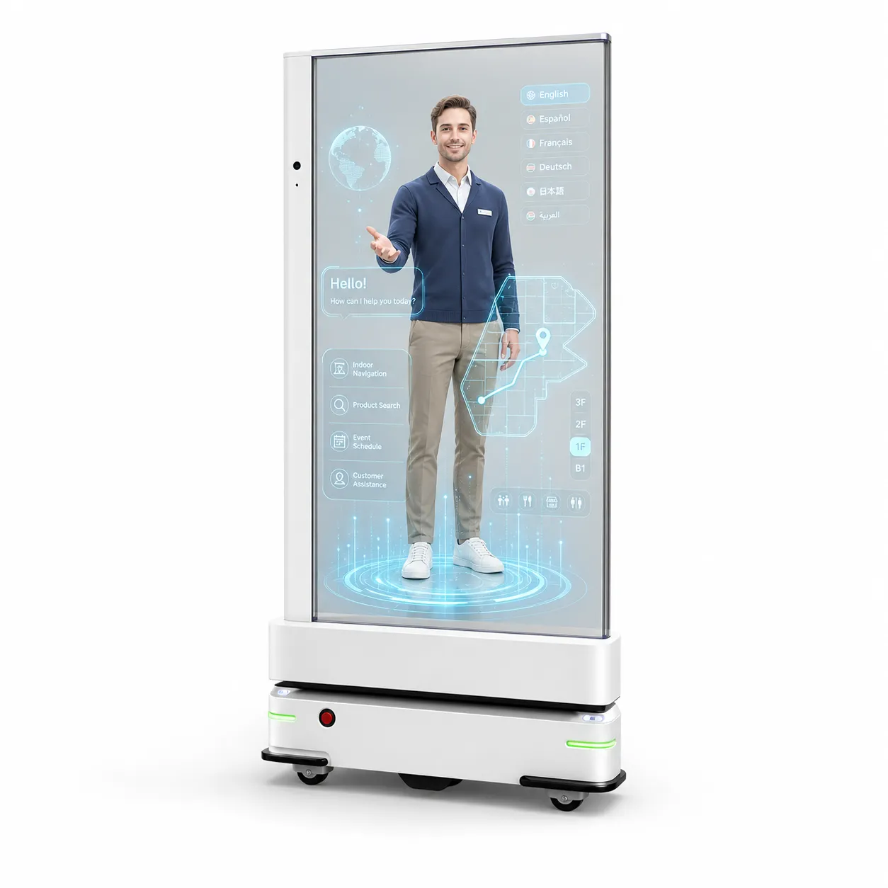 55″ Mobile AI Digital Human Transparent OLED Display