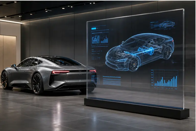Transparent OLED automotive showroom display