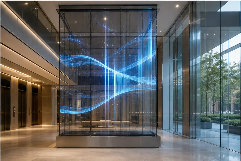 Transparent OLED display for corporate spaces and lobbies