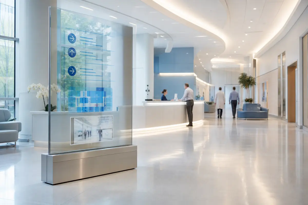 Transparent OLED healthcare reception display